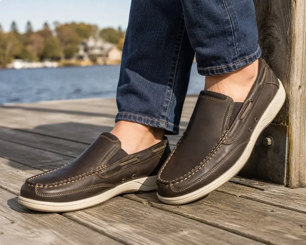Florsheim Lakeside Slip On Men 12M Leather Moc Toe Shoes